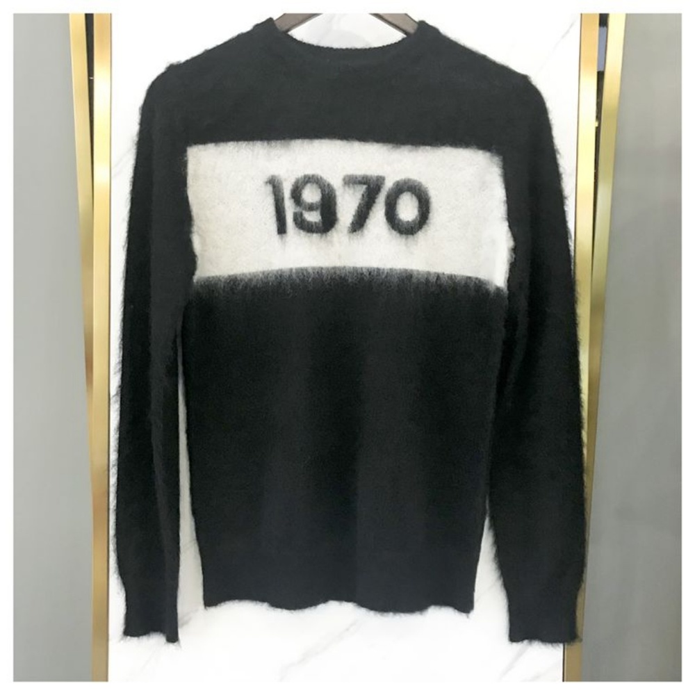 1970 Black and White Women's Crew Neck Sweater - Picture 2 of 4